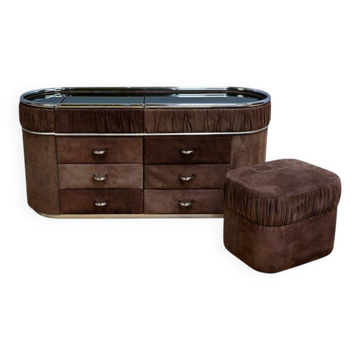 Coiffeuse et son Pouf, design Italien – 1970