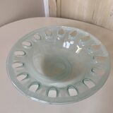 Transparent glass pocket tray in white shades - 80s/90s style