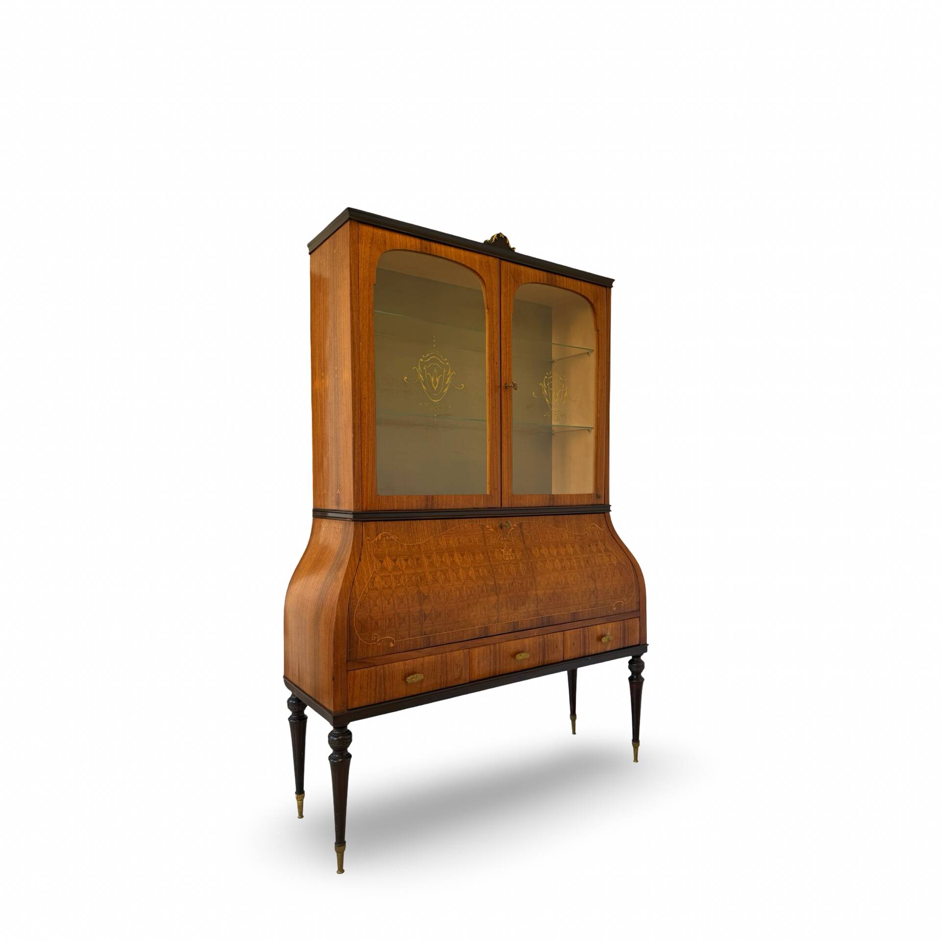 Secretary credenza in marquetry in the Italian Louis XV style from the mid-century, 1960.