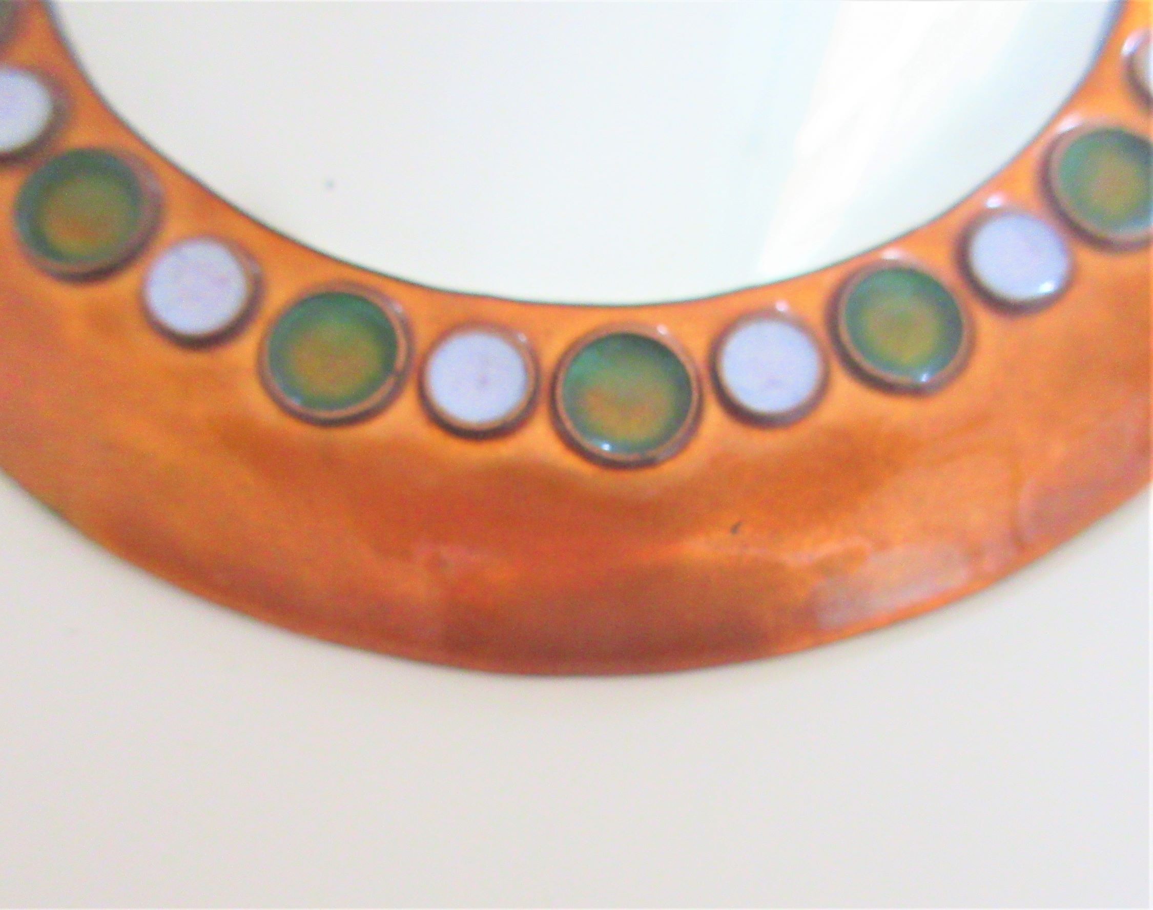 Miroir rond vintage orange 15,5cm