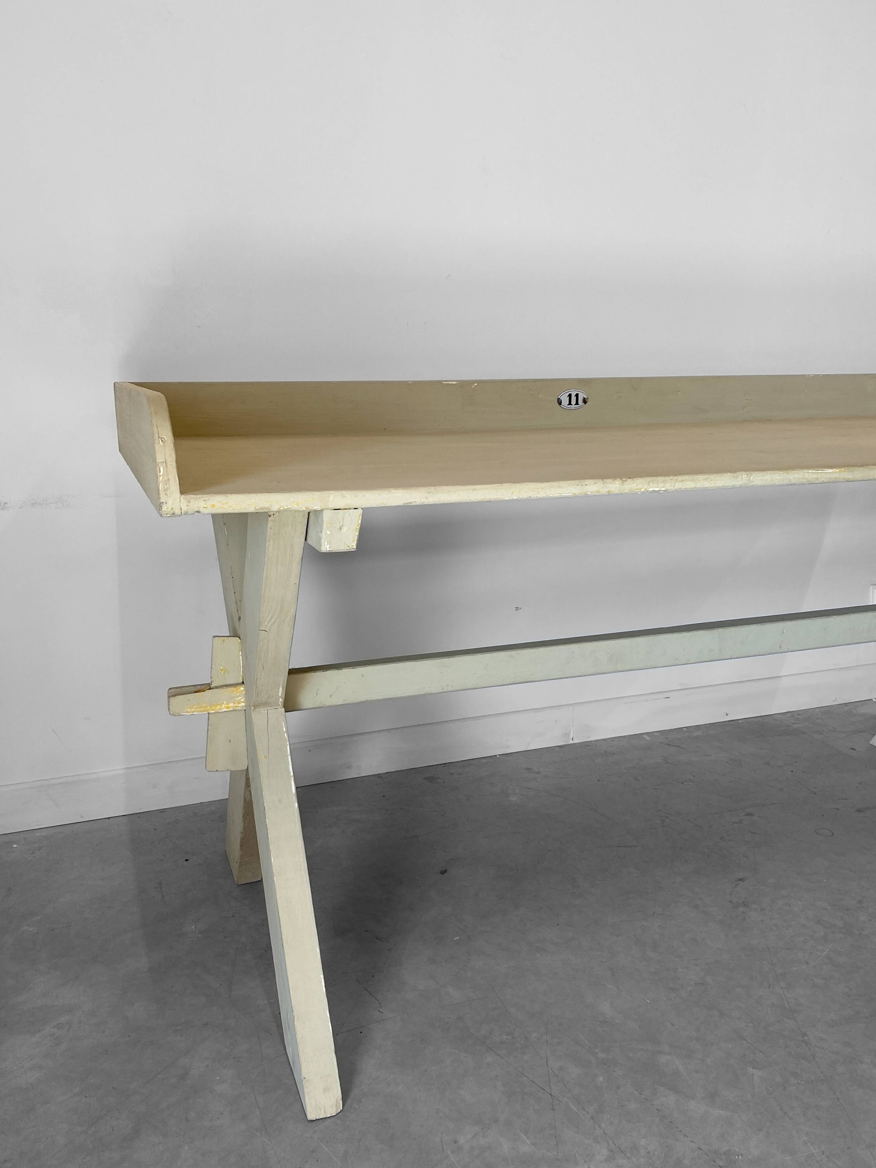 XXL vintage desk with water green patina