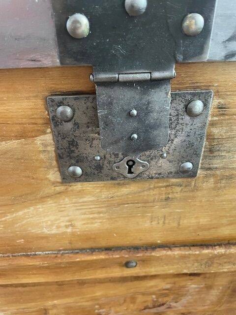 Vintage wooden toy chest trunk