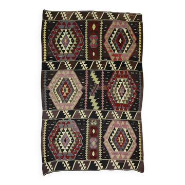 Turkish Kilim Yoruk Vintage 175x282 cm Geometric Brown and Beige