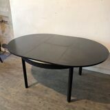 Round table blackened wood