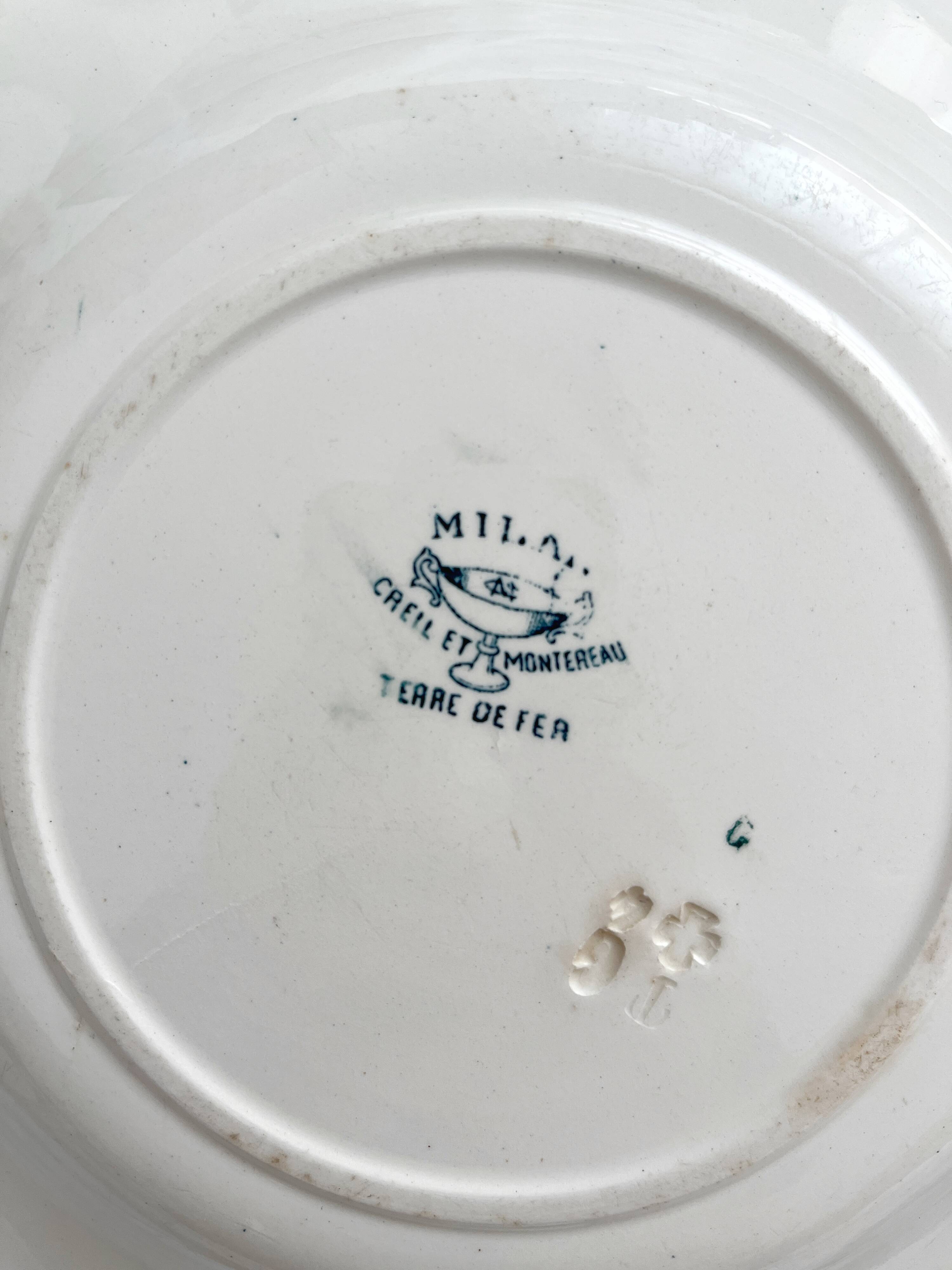 3 ironstone soup plates "Milan" Creil and Montereau