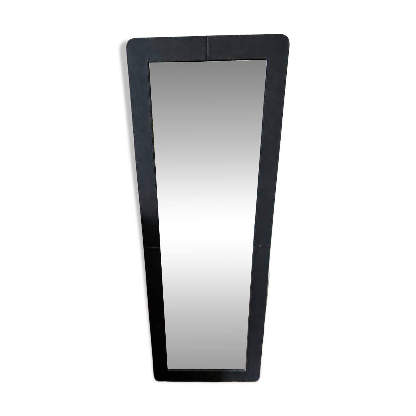 Large grey leather mirror