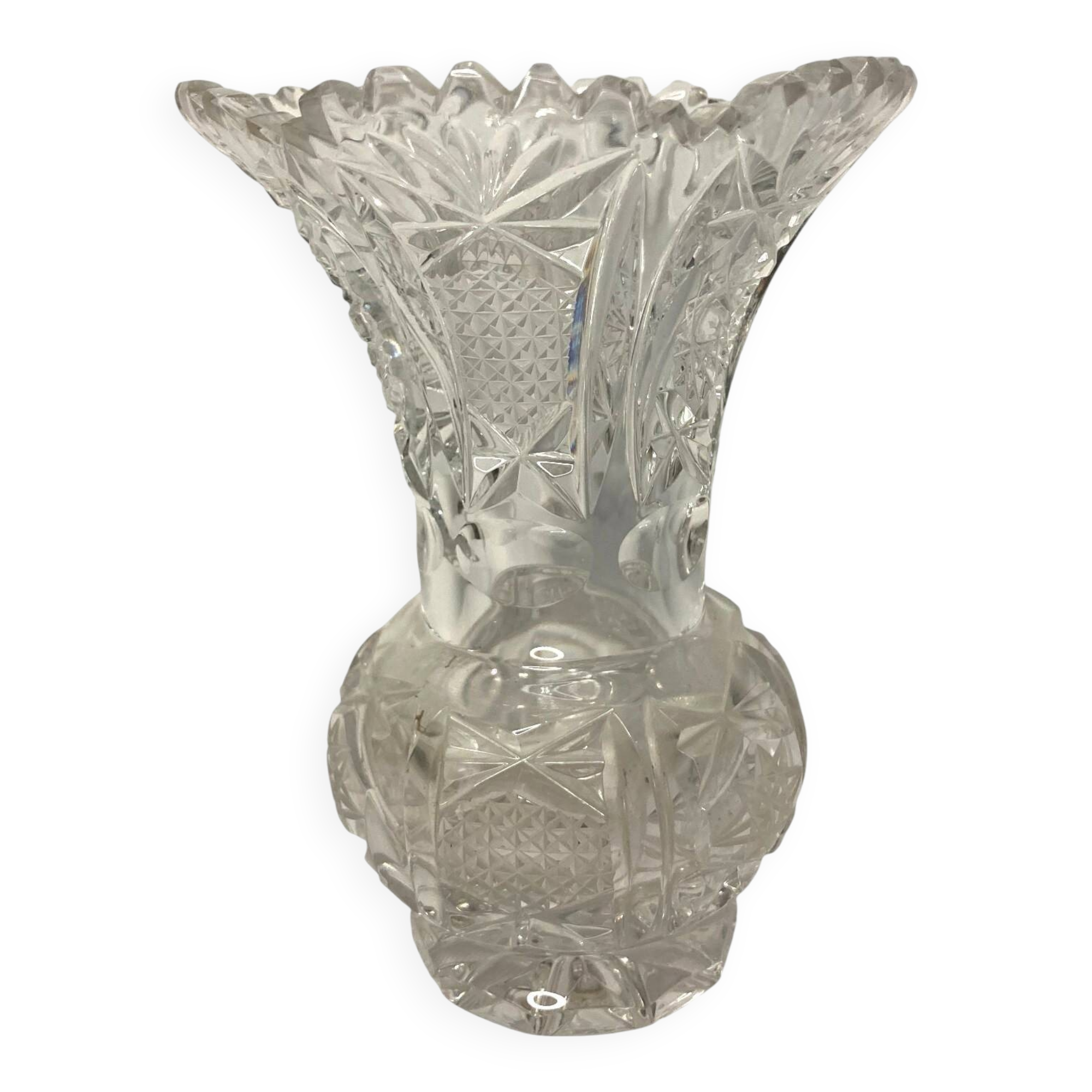 Small Bohemian crystal vase, cut around 1950
