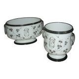 Painted porcelain planter and pot signed P. AGIN