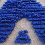 Klein blue and white Berber rug with abstract relief