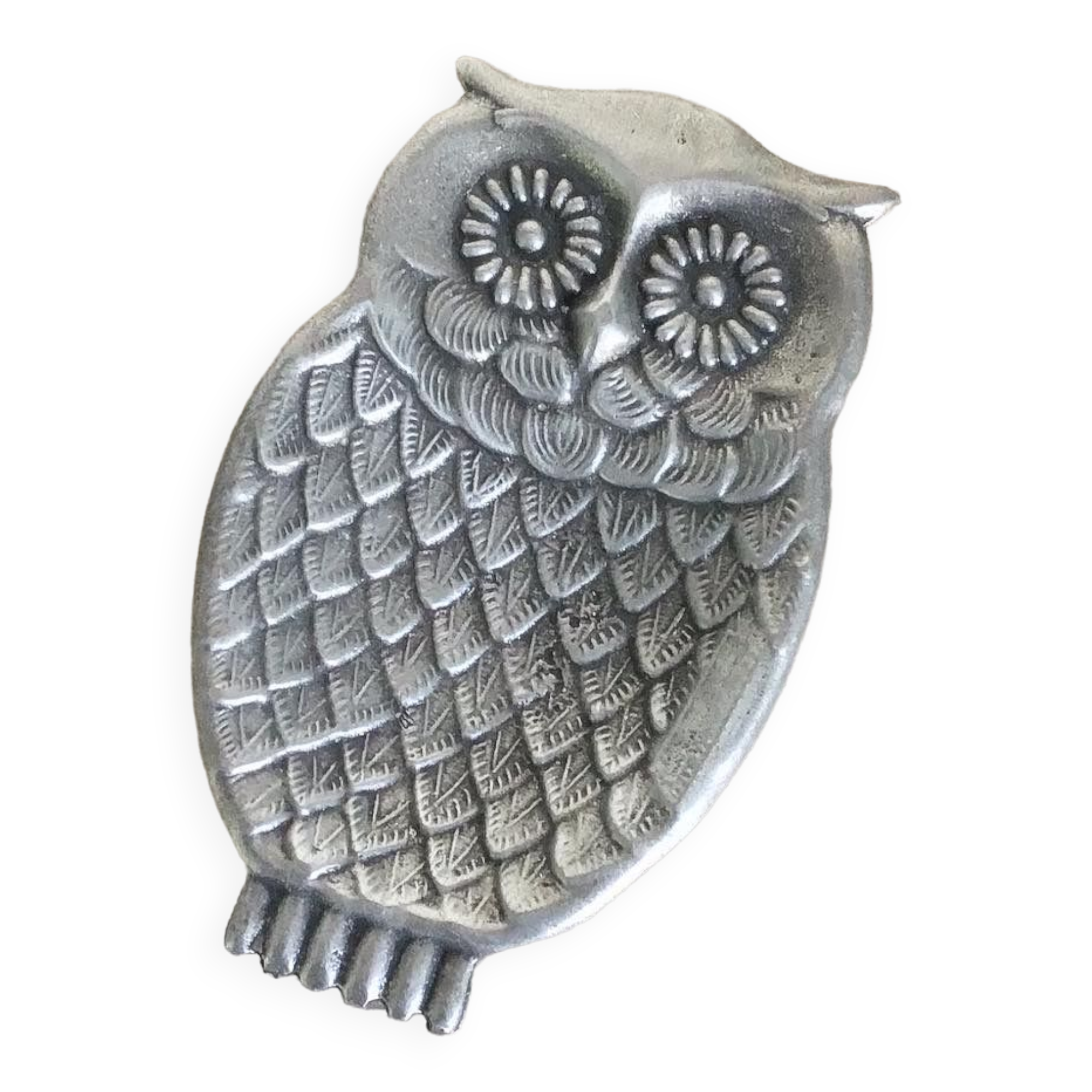 Vintage owl pewter cup