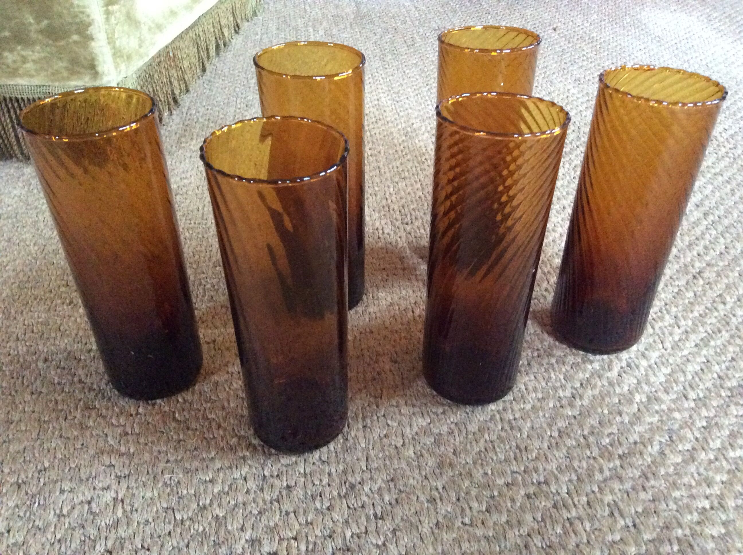 Série de 6 verres ambres