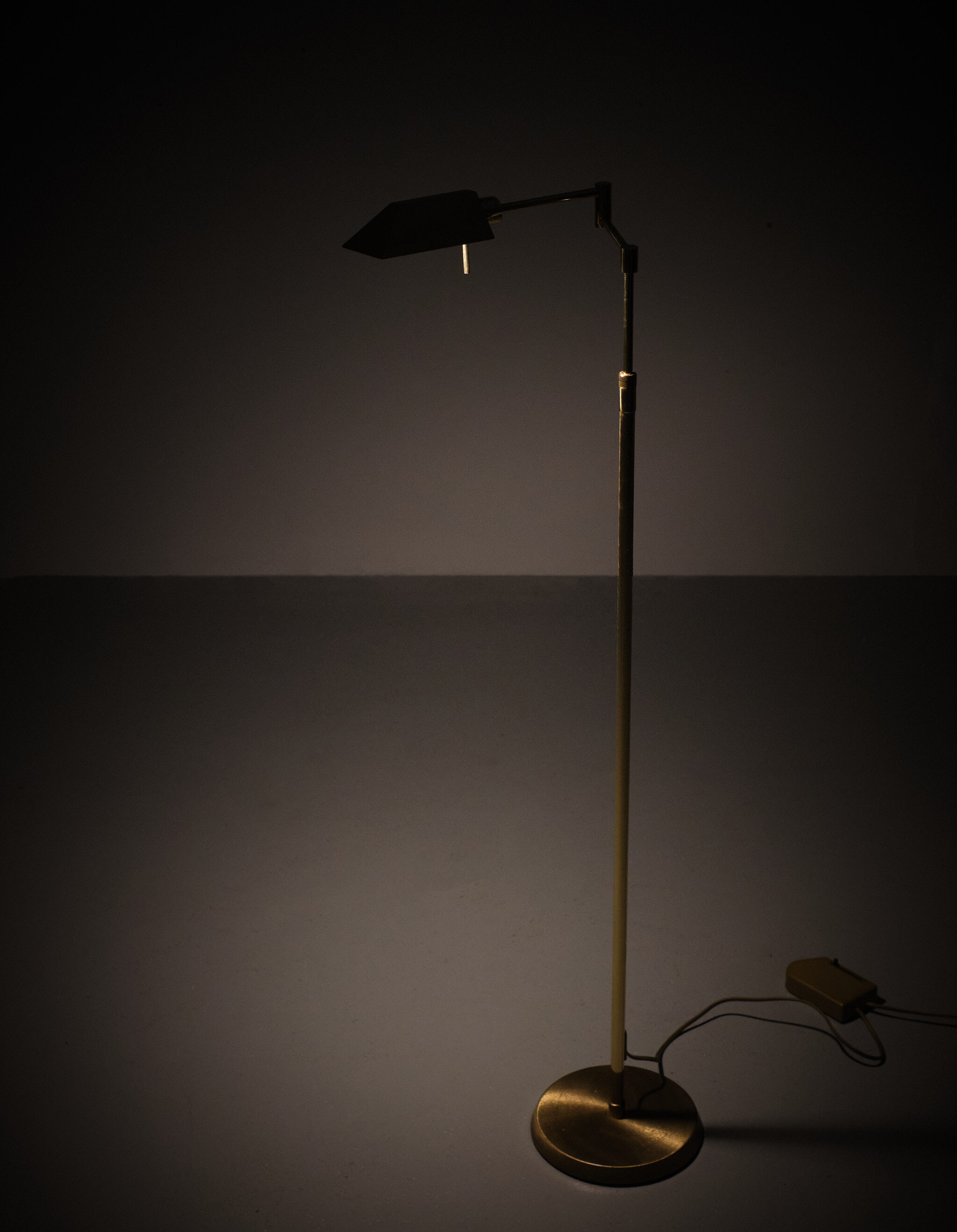 Holtkotter brass swing arm floor lamp, 1970s, germany