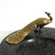 Beautiful, large black granite valet tray featuring a brass peacock, circa