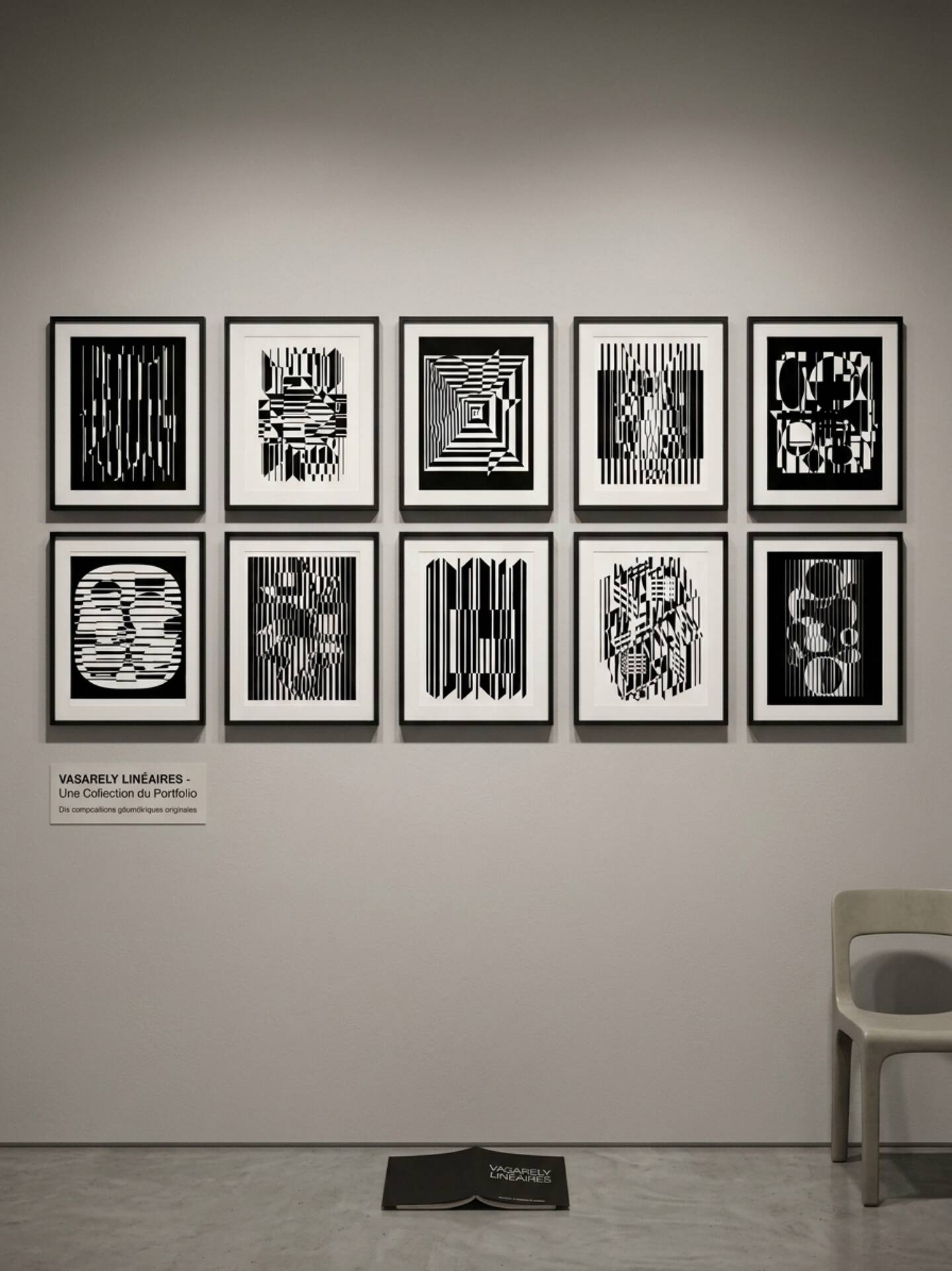 10 screen prints by Victor Vasarely from the linear portfolio.