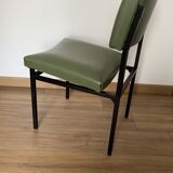 Chaise skaï vert et métal