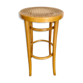 Tabouret de bar en bois et cannage