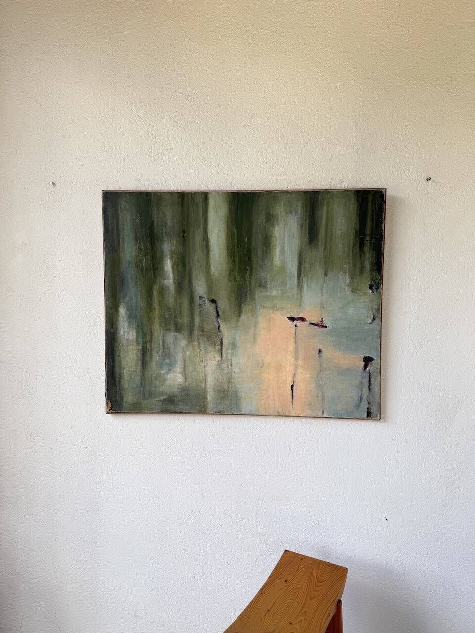 Toile abstraite nymphéas signée JP Perron, XXème