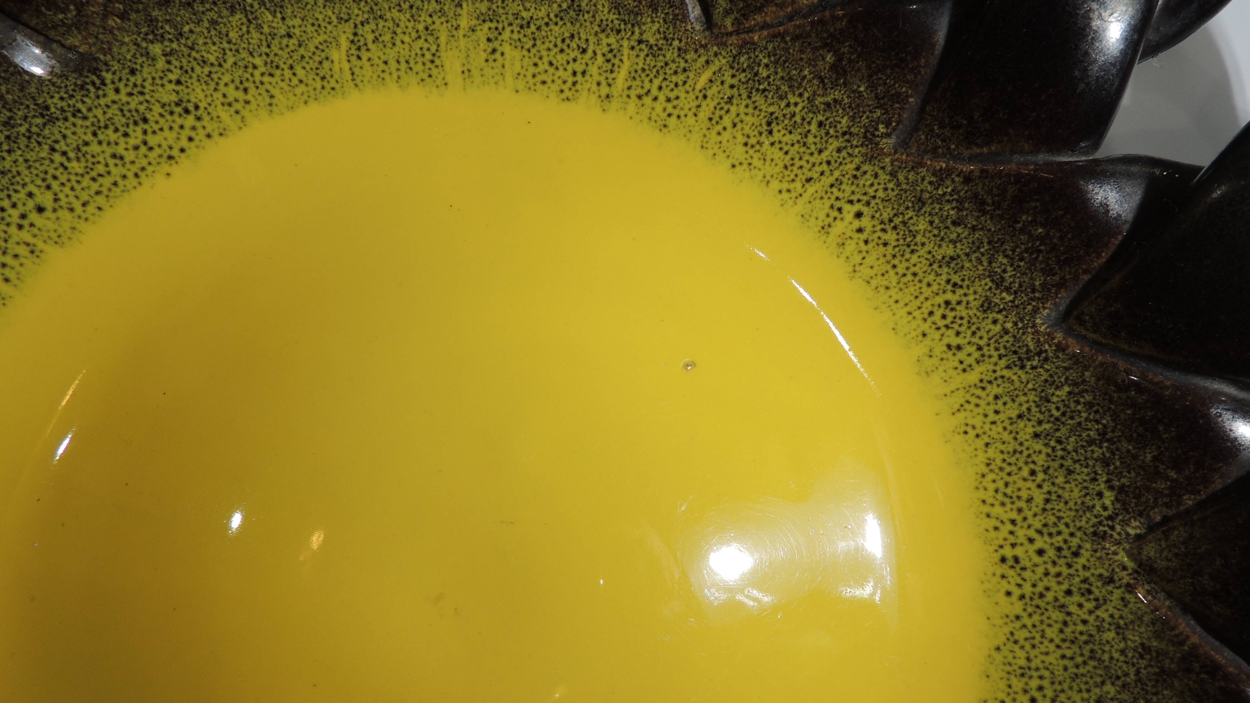 Iridescent brown and yellow braided ceramic cup/table center/Fruit bowl/Vallauris/Vintage