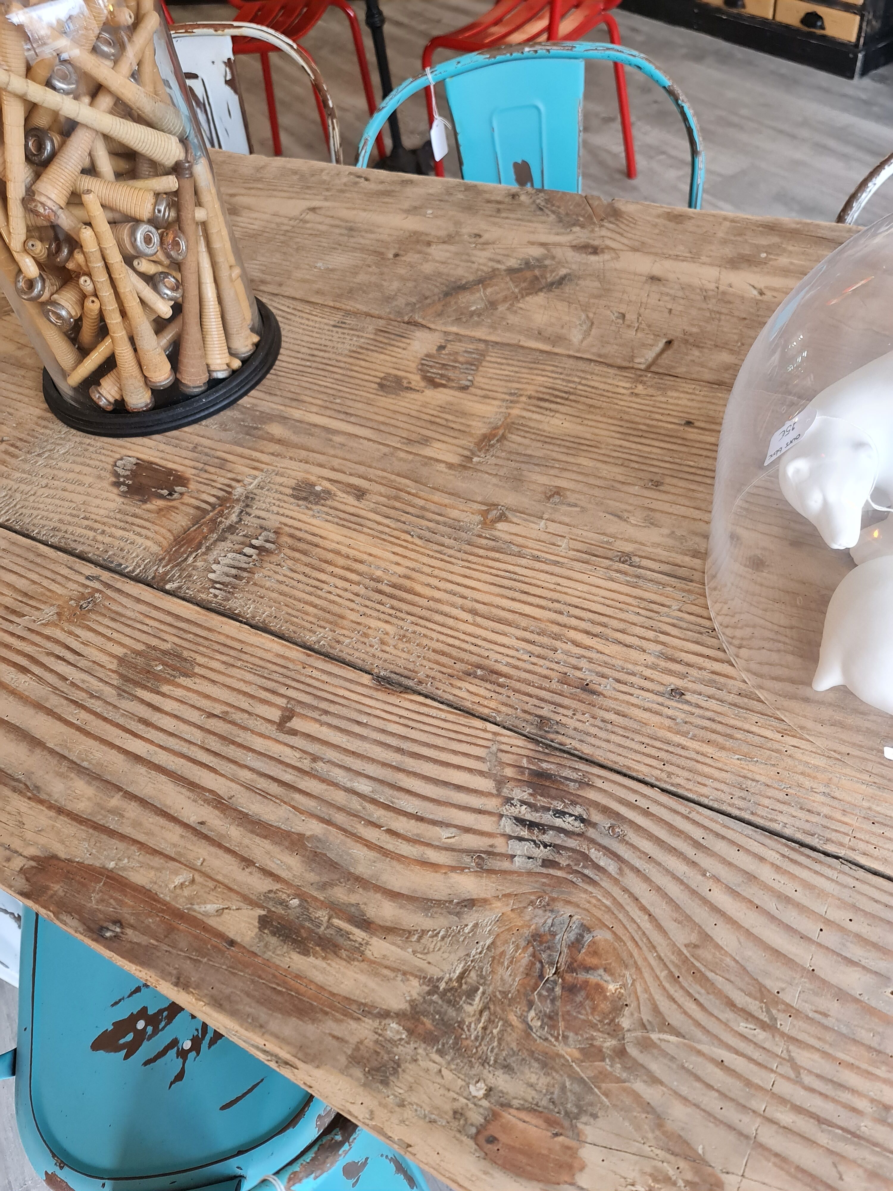 Large antique farmhouse table with a drawer