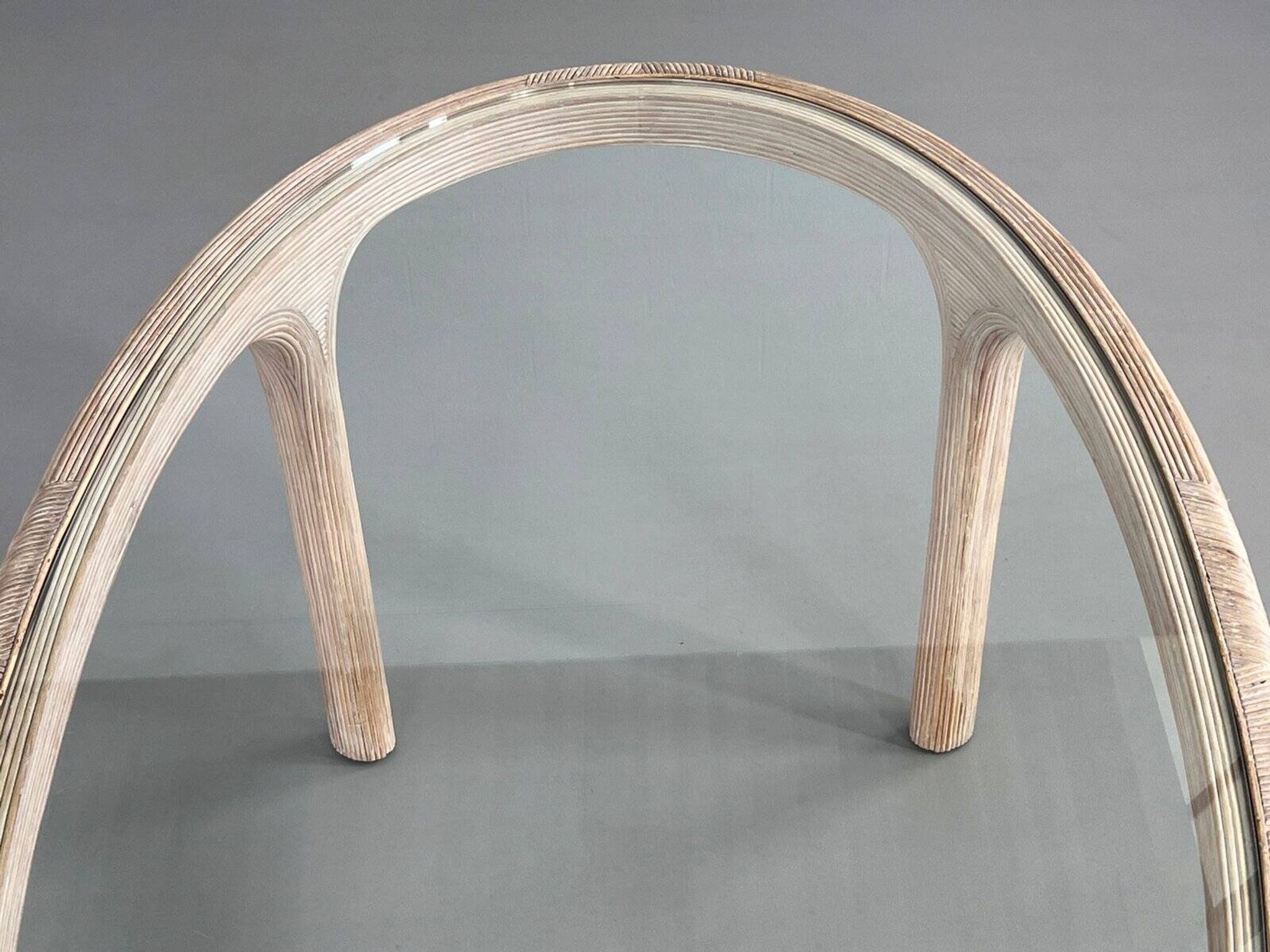 Oval table in marquetry of rattan and glass Vivai del Sud