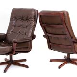 Pair of 2 Swedish swivel leather chairs