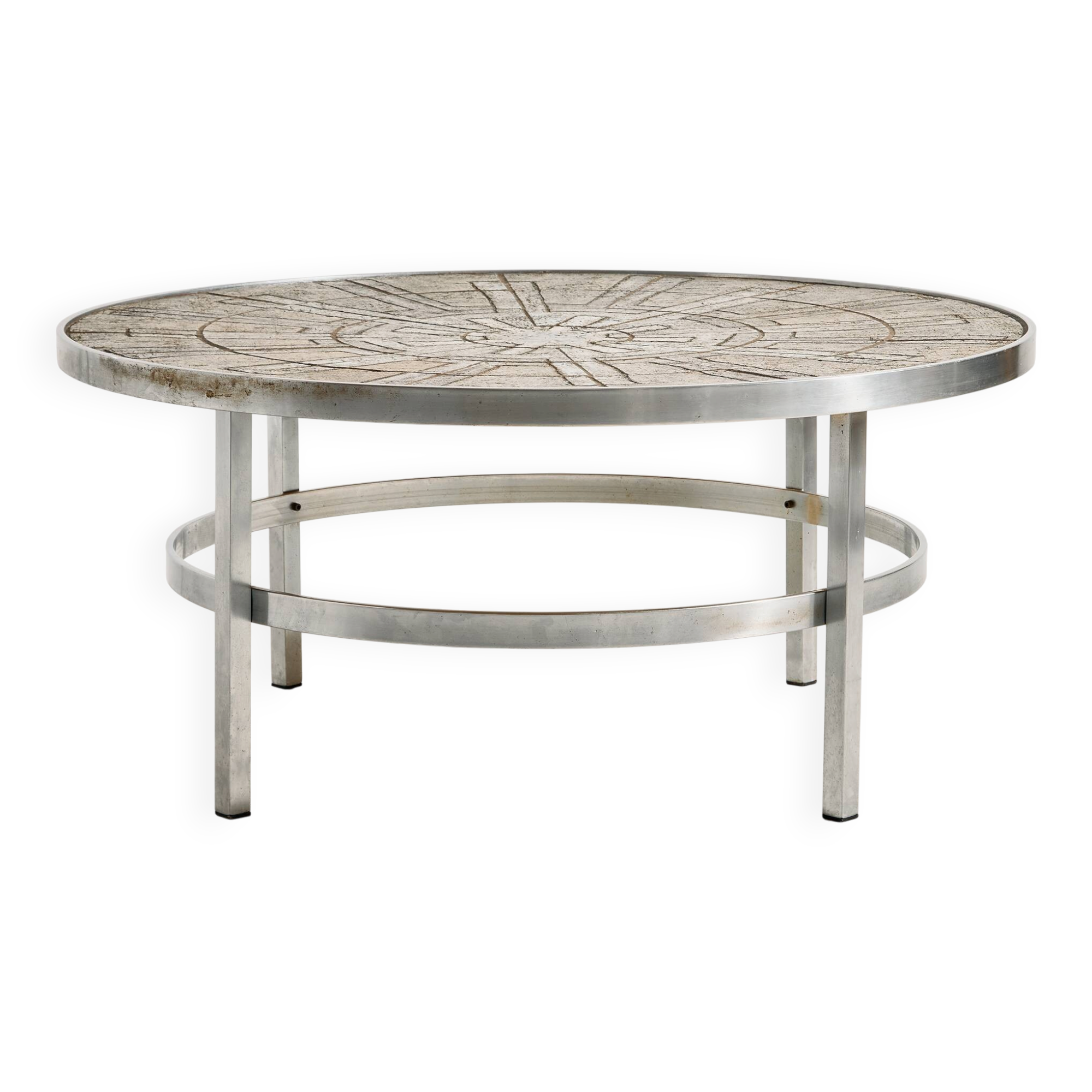 Table basse en acier avec plateau en pierre par Edel Hegedal pour L. Hjorth