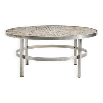 Table basse en acier avec plateau en pierre par Edel Hegedal pour L. Hjorth