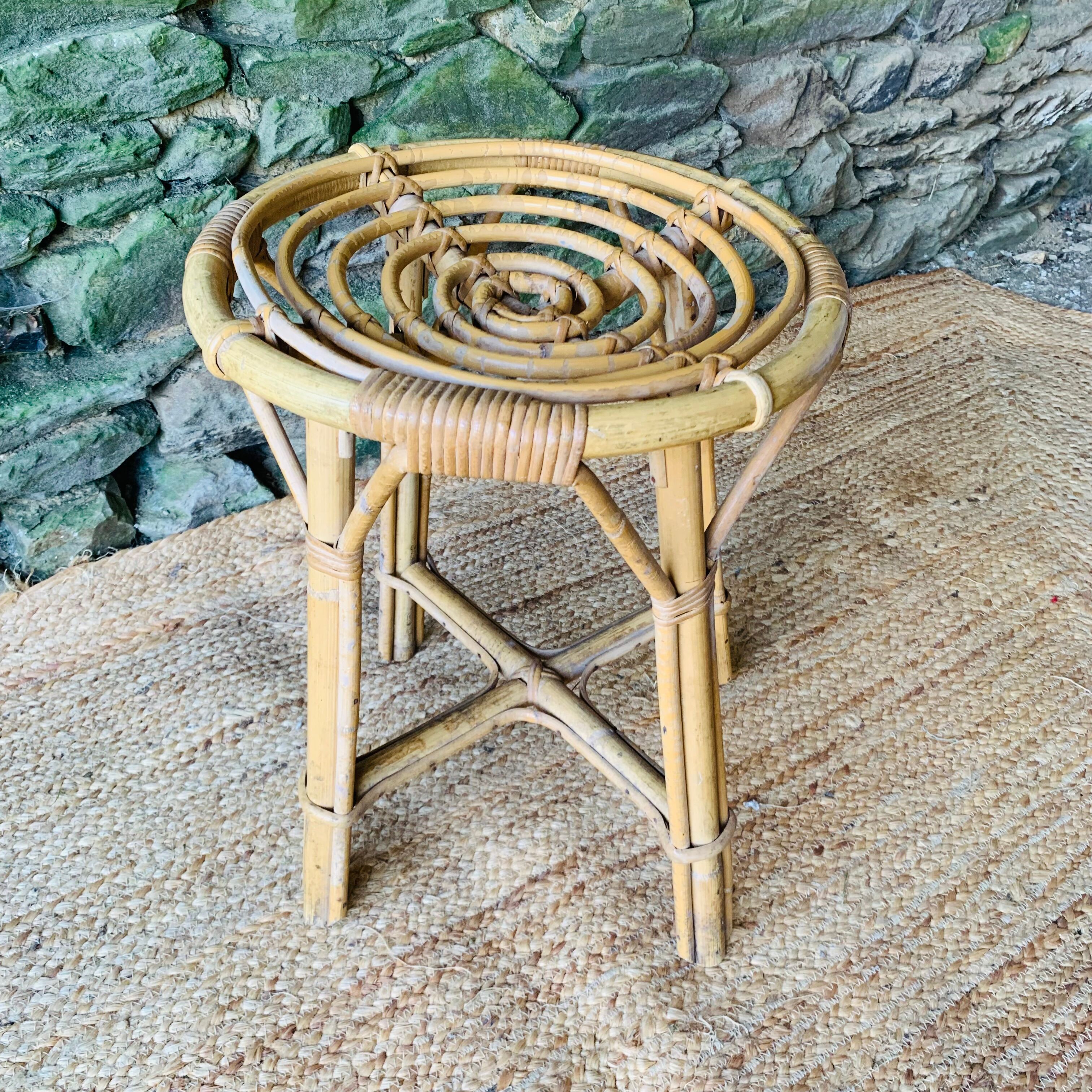 Vintage 1960s rattan stool