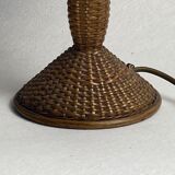 Art deco rattan wicker mushroom table lamp, ca 1930s
