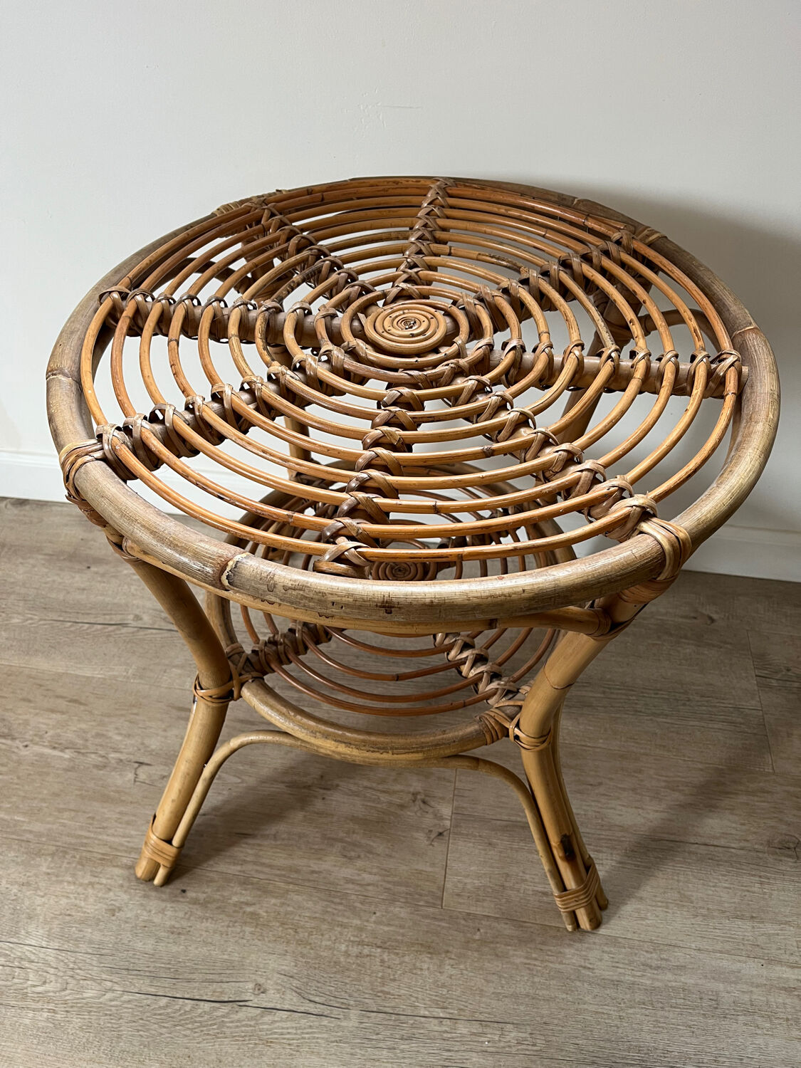 Rattan side table