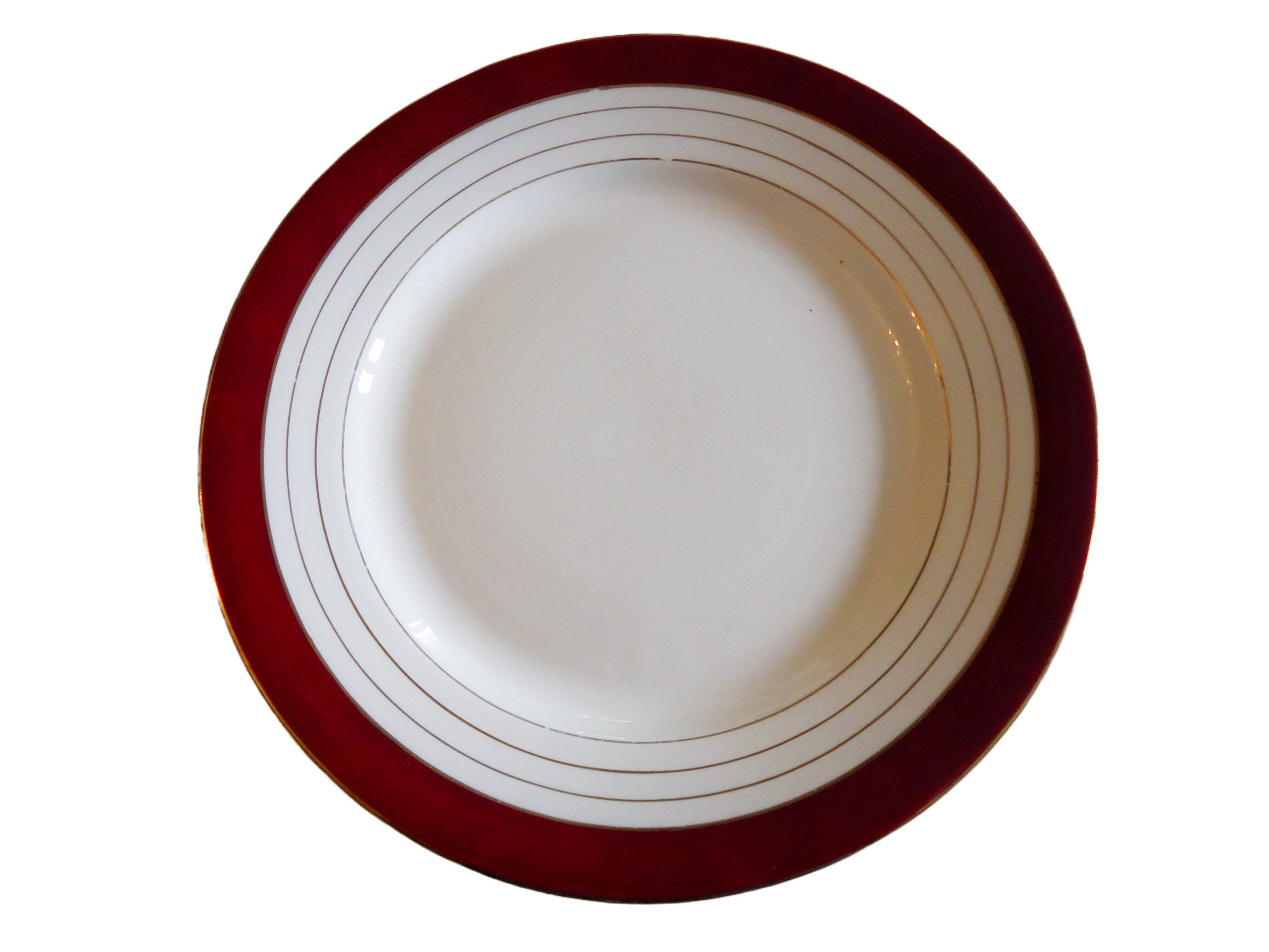Flat plates opaque porcelain Digoin Sarreguemines model Pasteur