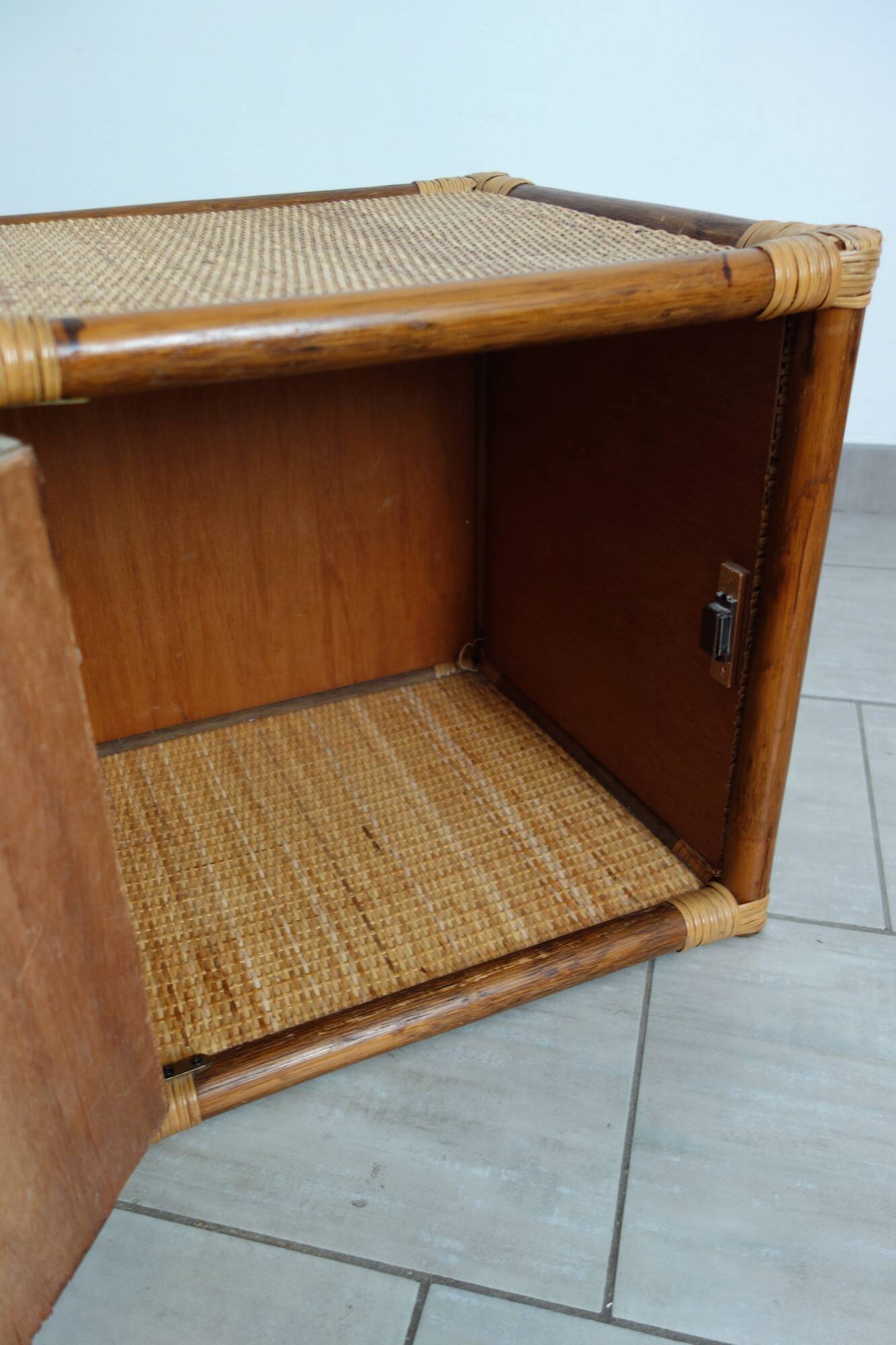 Small vintage rattan cube furniture