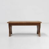 Small rustic wooden stool with curved base, France ca. 1900