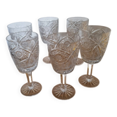 6 verres a vin, cristal de Bohême de 1980