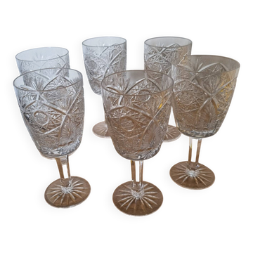 6 wine glasses, Bohemian crystal from 1980