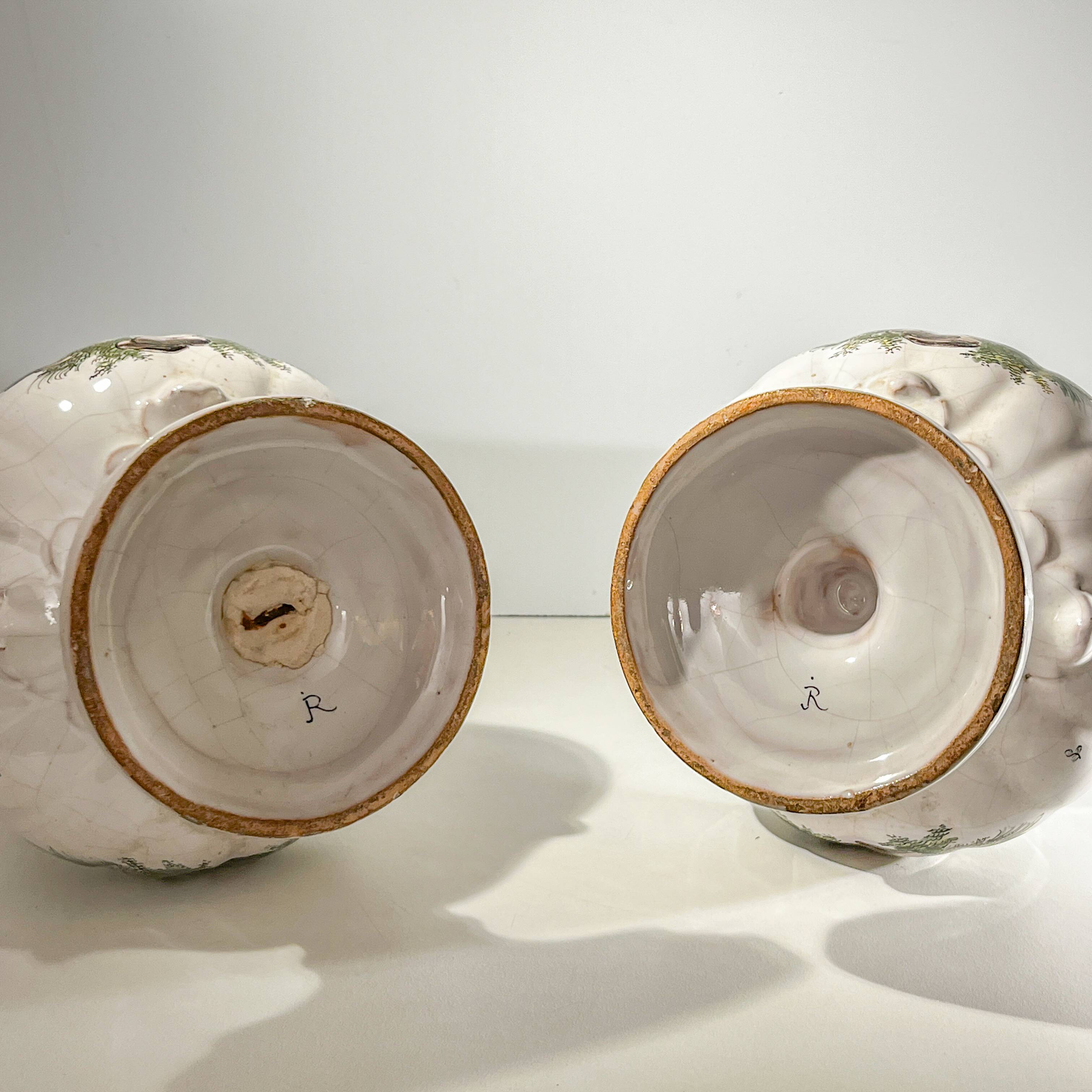 Pair of vases, Marseille earthenware factory, Joseph Gaspard Robert