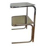 Sellette en métal chromé et verre fumé design 70