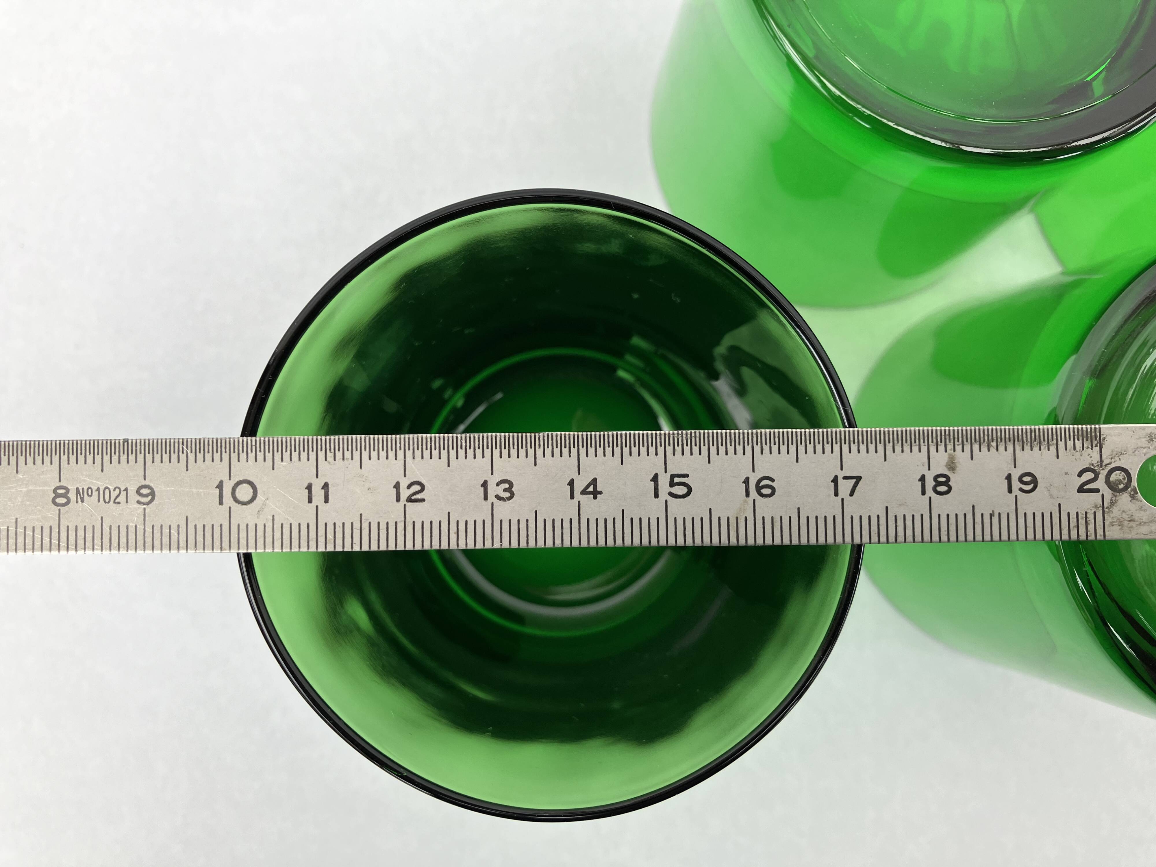 4 emerald green glass tumblers, 1970