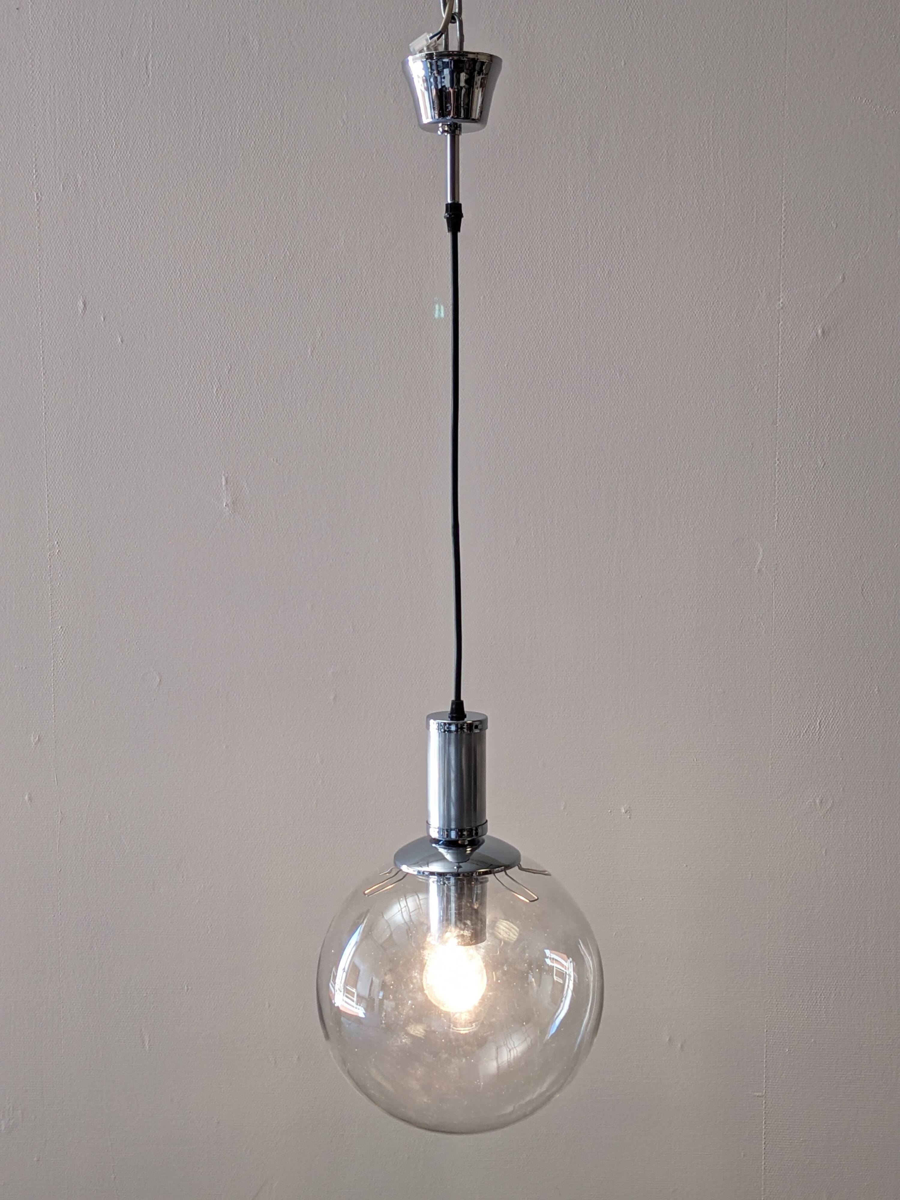 Glass ball pendant light by See Delmas, France circa 1970