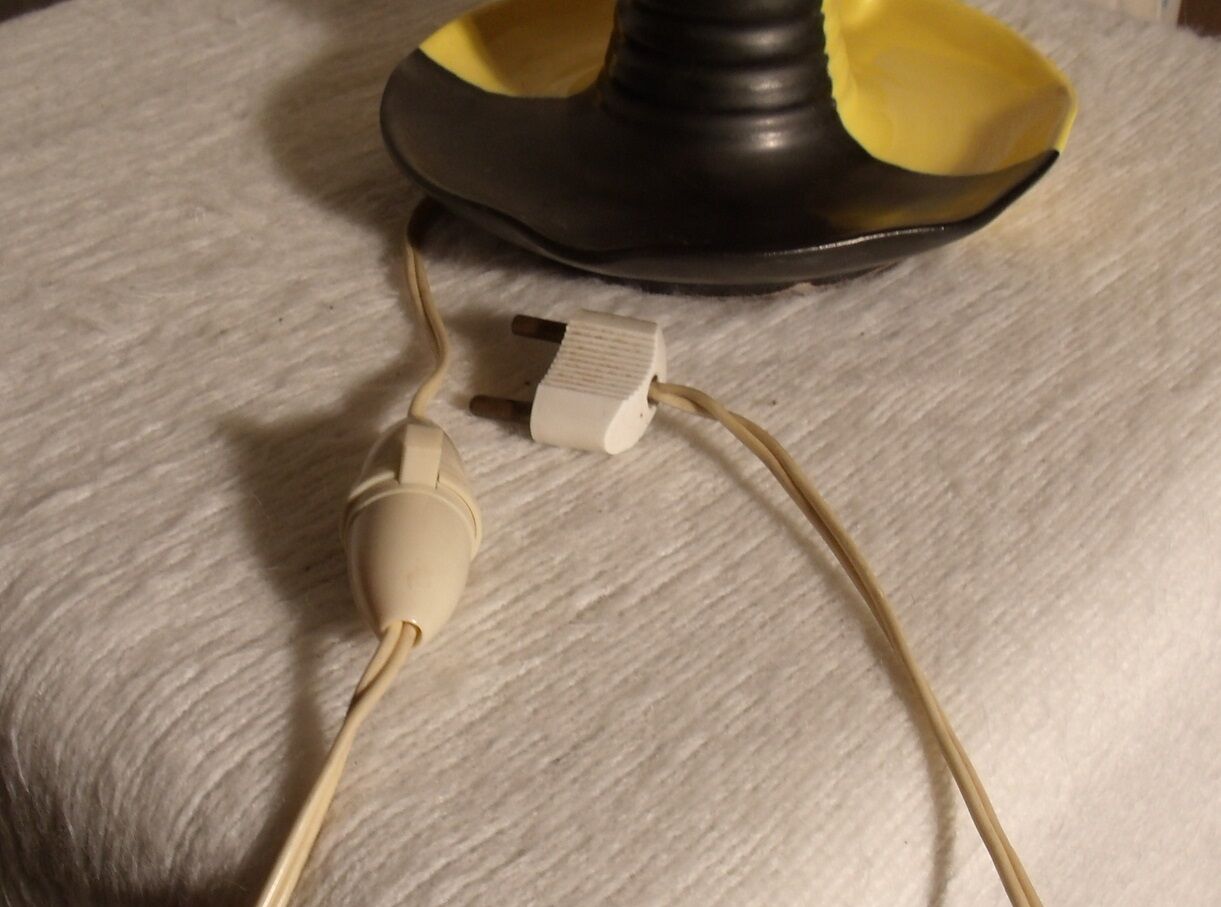 Small ceramic vintage candlestick lamp by Vallauris