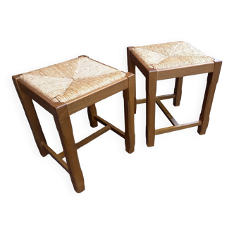 2 wooden stools