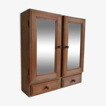 Wall-mounted toilet cabinet in light wood, double
