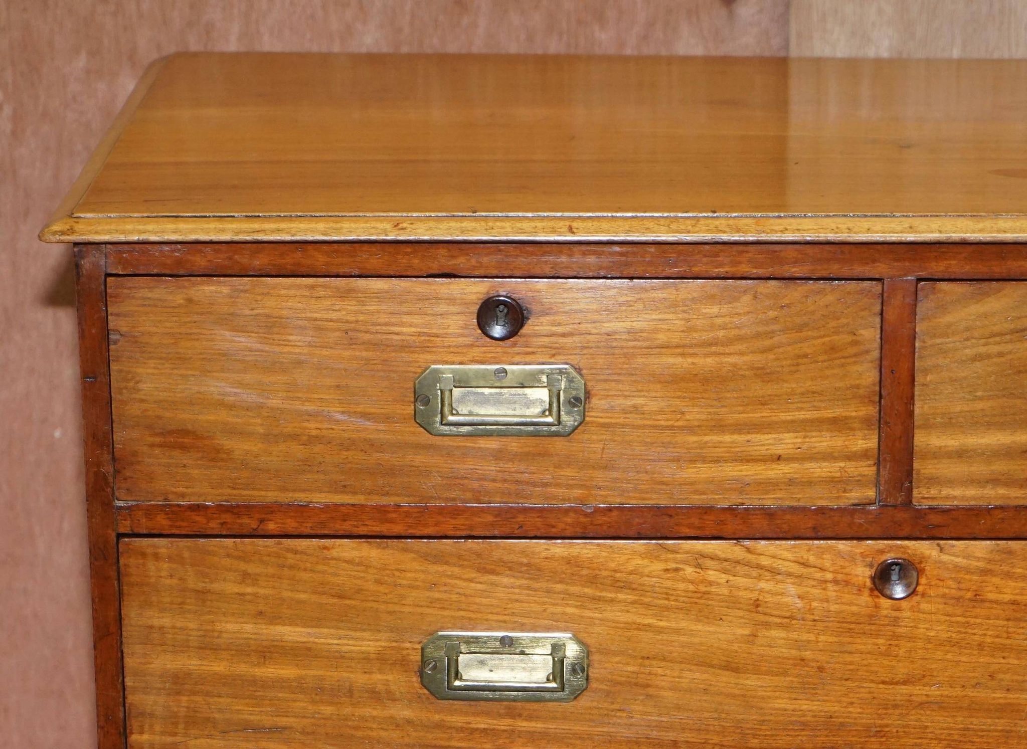 Victorian military commode in patinated walnut.