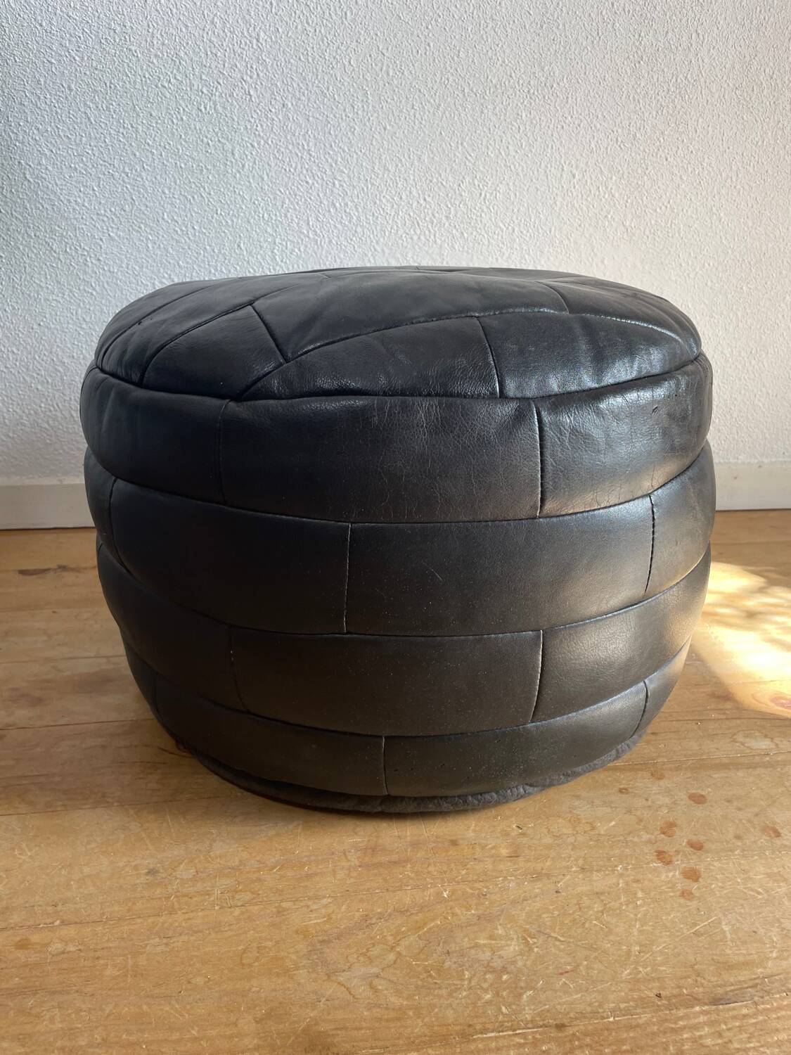 Pouf / Footrest black patchwork leather De Sede