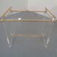 Italian acrylic glass and brass magazine rack, 1970s