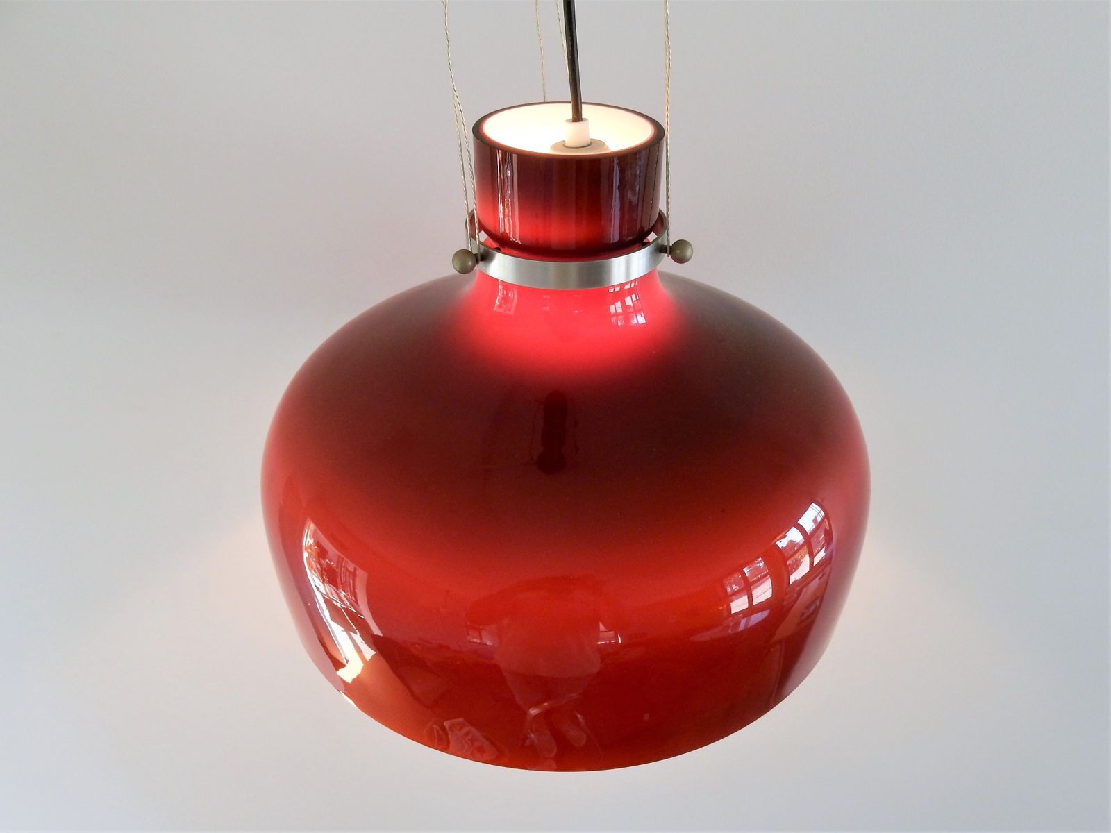 Vintage glass suspension in red-brown 1970s