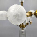 Czech Art Deco Brass and Glass Chandelier, 1950s