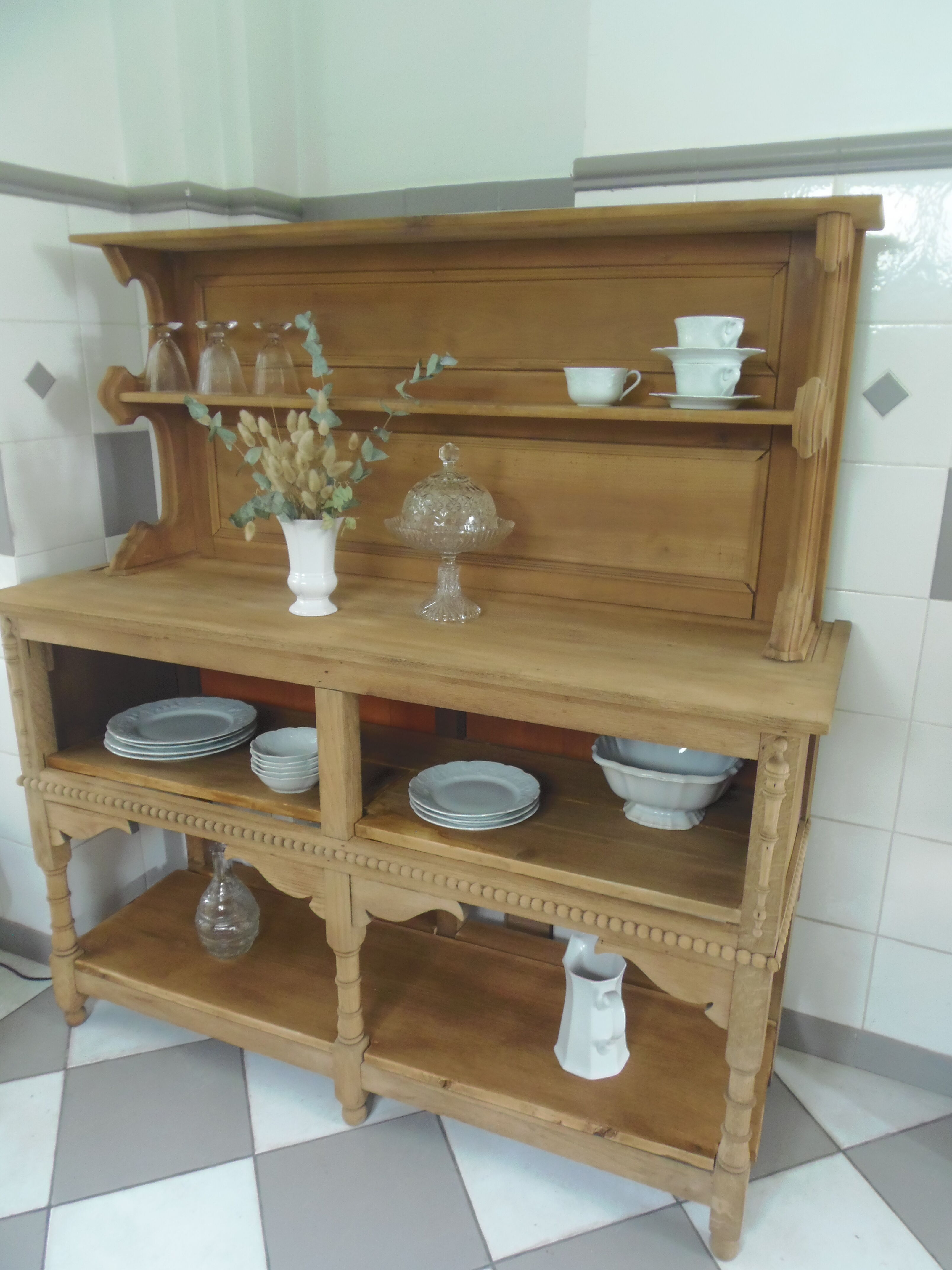 Furniture of trade, vintage service the bottom in oak the top in walnut.