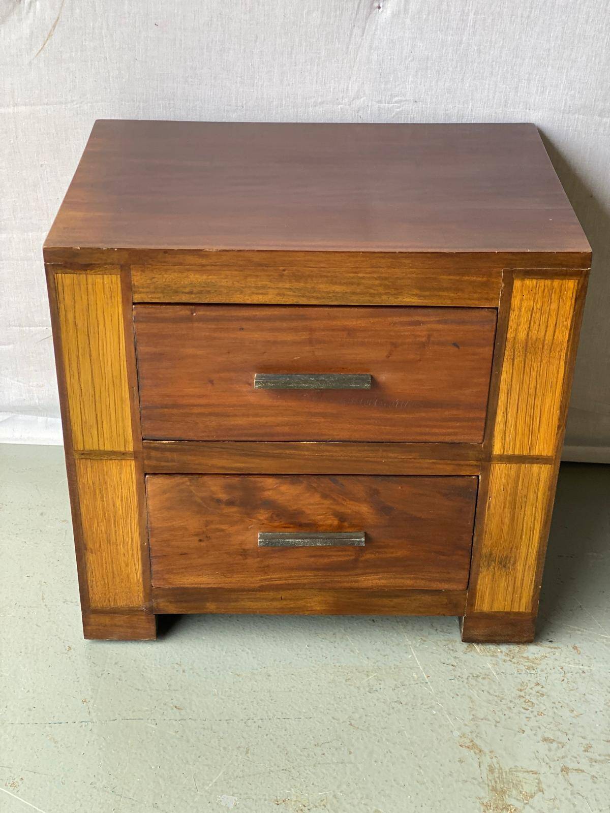 Vintage industrial solid wood bedside table
