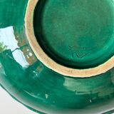 Green ceramic bowl signed Roy Yvon 1950 31cm